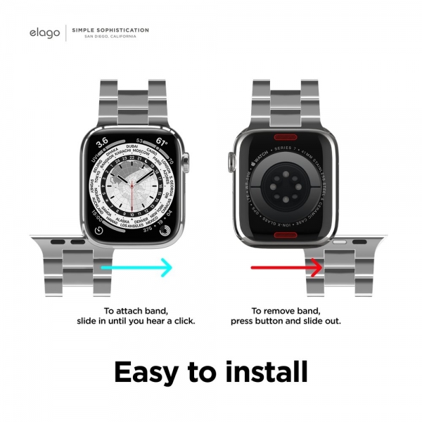 elago Paslanmaz elik Apple Watch 7 Kay (45mm)-Silver