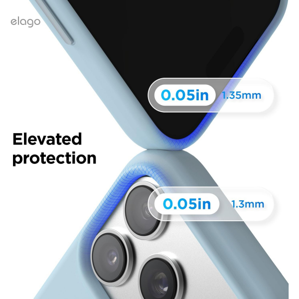 elago Premium iPhone 18 Pro Manyetik Silikon K�l�f-Light Blue