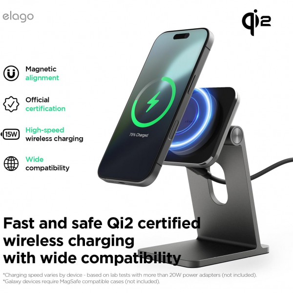 elago Qi2 Kablosuz arj Stand-Black