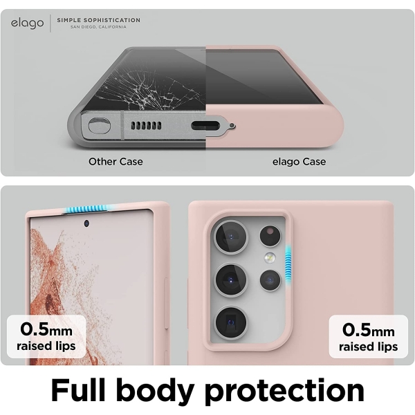  elago Samsung Galaxy S22 Ultra Silikon Klf-Sand Pink