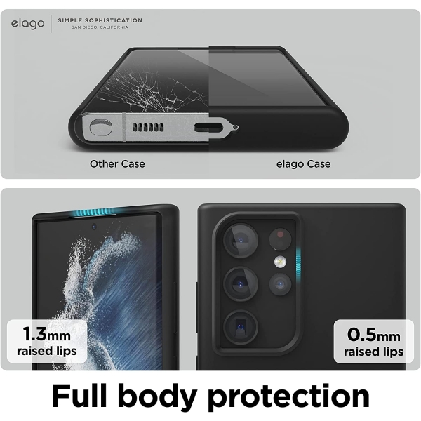  elago Samsung Galaxy S22 Ultra Silikon Klf-Black