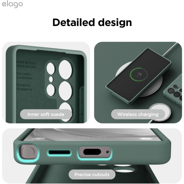 elago Samsung Galaxy S25 Ultra Silikon Klf-Midnight Green