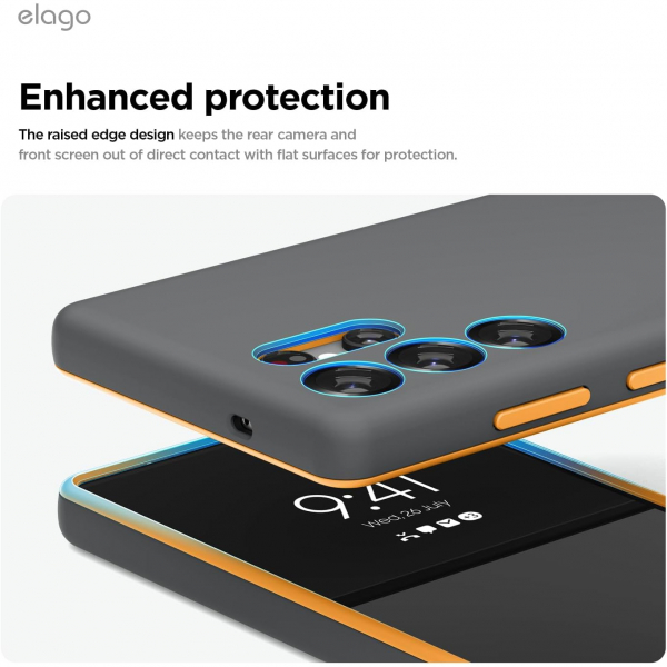 elago Samsung Galaxy S25 Ultra Silikon MagSafe Klf-Dark Grey Yellow