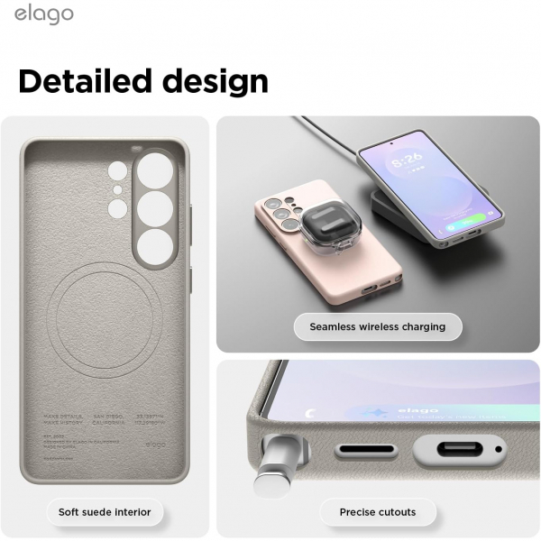 elago Samsung Galaxy S26 Ultra Manyetik Deri K�l�f-Light Grey