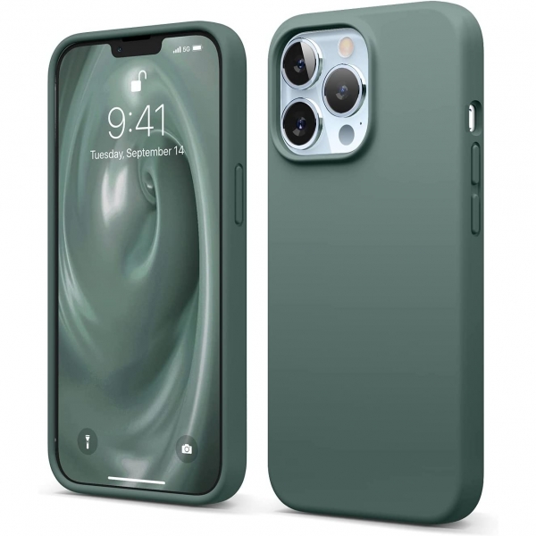 elago iPhone 13 Pro Max Silikon Klf-Midnight Green