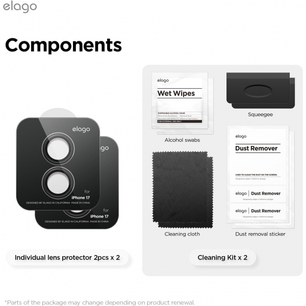 elago Apple iPhone 17 Kamera Lens Koruyucu(2 Adet)