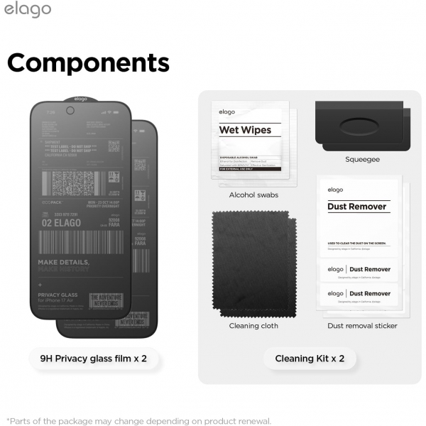 elago iPhone Air Privacy Ekran Koruyucu(2 Adet)