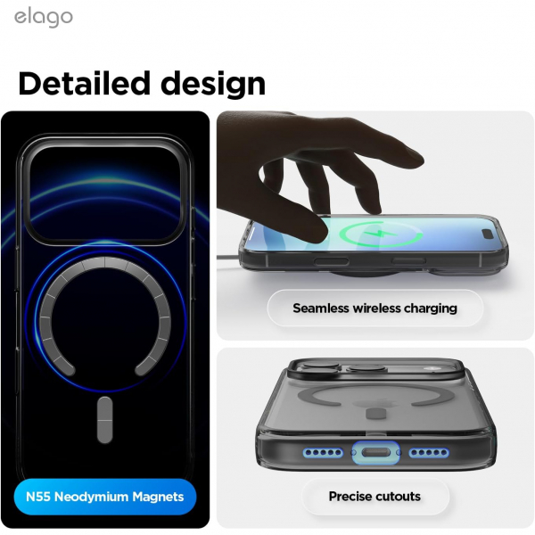 elago iPhone 18 Pro Manyetik Hibrit �effaf K�l�f-Black