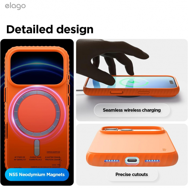 elago iPhone 18 Pro Max Manyetik Kenarl� Silikon K�l�f-Orange