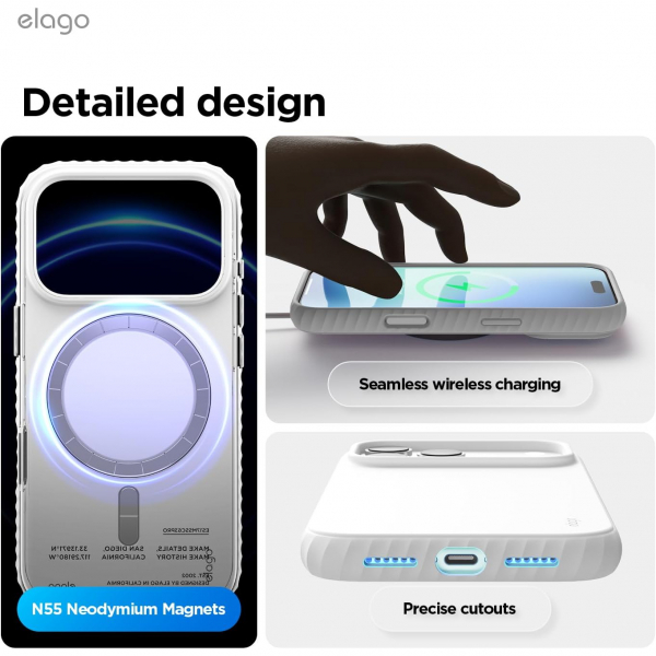 elago iPhone 18 Pro Max Manyetik Kenarl� Silikon K�l�f-White