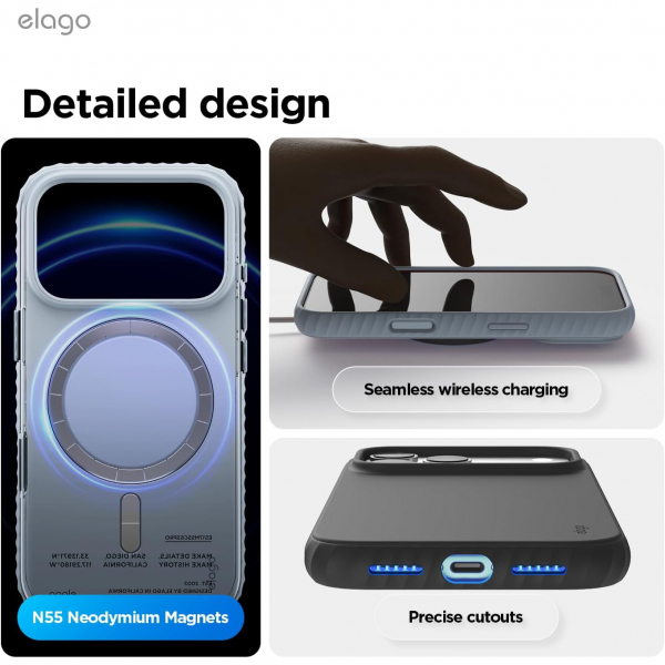 elago iPhone 18 Pro Max Manyetik Kenarl� Silikon K�l�f-Light Blue