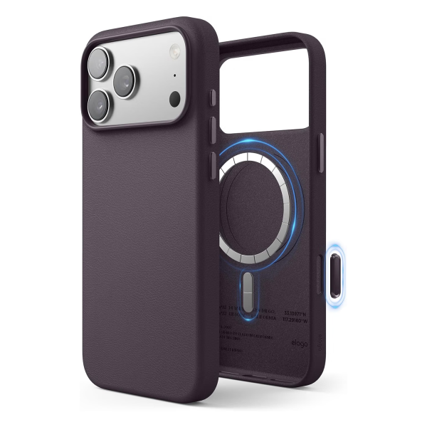 elago iPhone 18 Pro Max Manyetik Vegan Deri K�l�f-Deep Purple