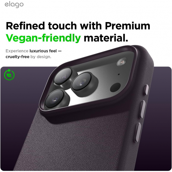 elago iPhone 18 Pro Max Manyetik Vegan Deri K�l�f-Deep Purple