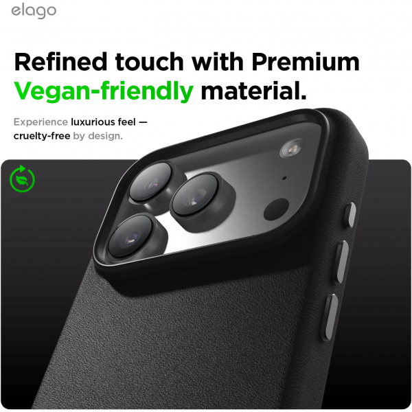 elago iPhone 18 Pro Max Manyetik Vegan Deri K�l�f-Black