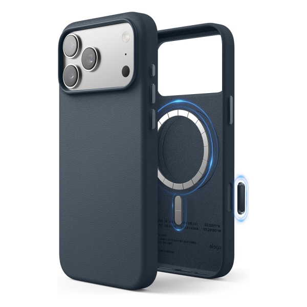 elago iPhone 18 Pro Max Manyetik Vegan Deri K�l�f-Jeen Indigo