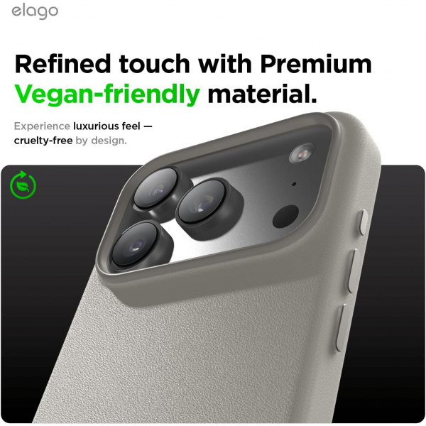 elago iPhone 18 Pro Max Manyetik Vegan Deri K�l�f-Light Grey