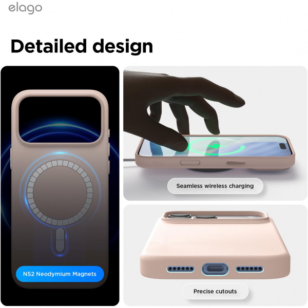 elago iPhone 18 Pro Max Manyetik Vegan Deri K�l�f-Lovely Pink