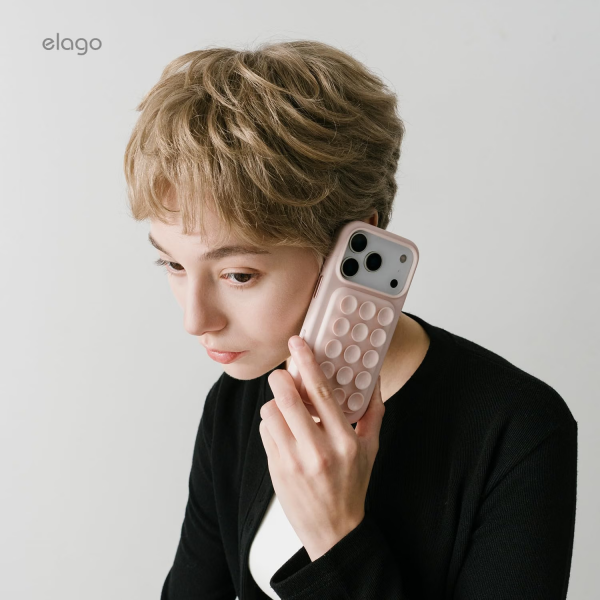 elago iPhone 18 Pro Max Manyetik Vegan Deri K�l�f-Lovely Pink