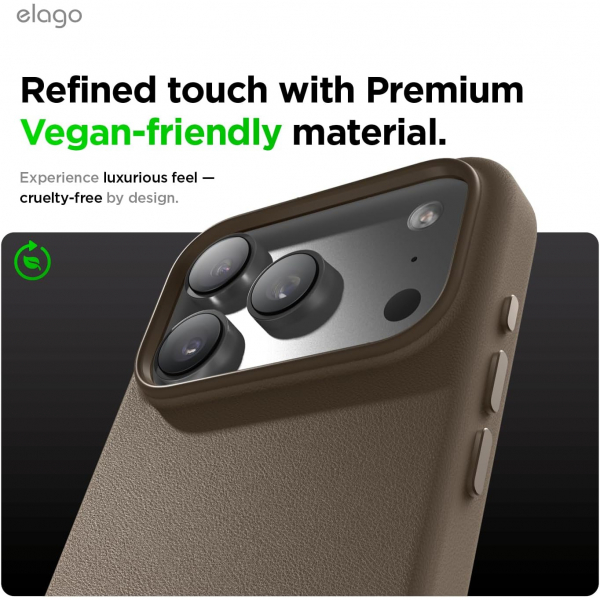 elago iPhone 18 Pro Max Manyetik Vegan Deri K�l�f-Taupe