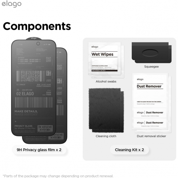 elago iPhone 17 Pro Max Privacy Ekran Koruyucu(2 Adet)