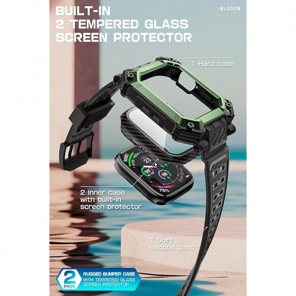 i-Blason Apple Watch 10 46mm Bumper Klf (2 Adet)-Green