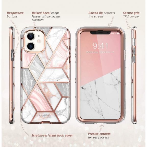 i-Blason Apple iPhone 12 Cosmo Serisi Klf-Marble
