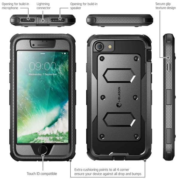 i-Blason iPhone 7 ArmorBox Serisi Klf-Black