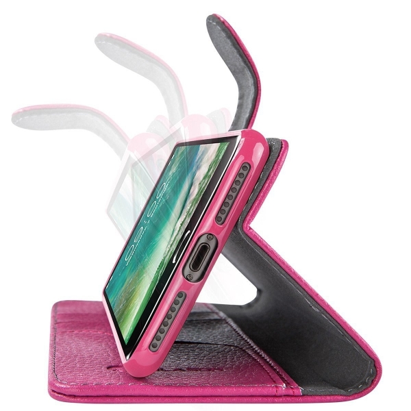 i-Blason Apple iPhone 7 Deri Czdan Klf-Pink