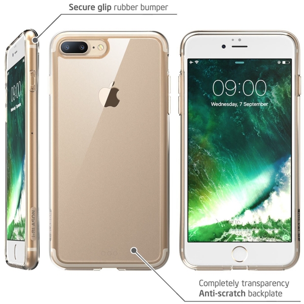 i-Blason iPhone 7 Plus Halo Serisi Klf-Clear-Gold