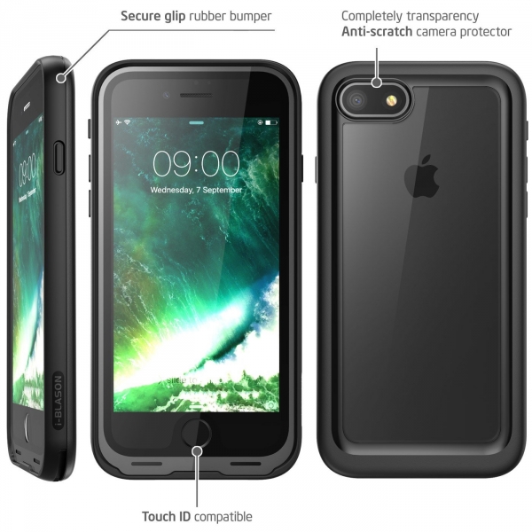 i-Blason Apple iPhone 7 Rugged Su Geirmez Klf-Black
