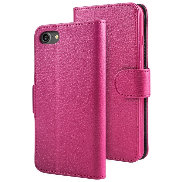 i-Blason Apple iPhone 8 Deri Czdan Klf-Pink