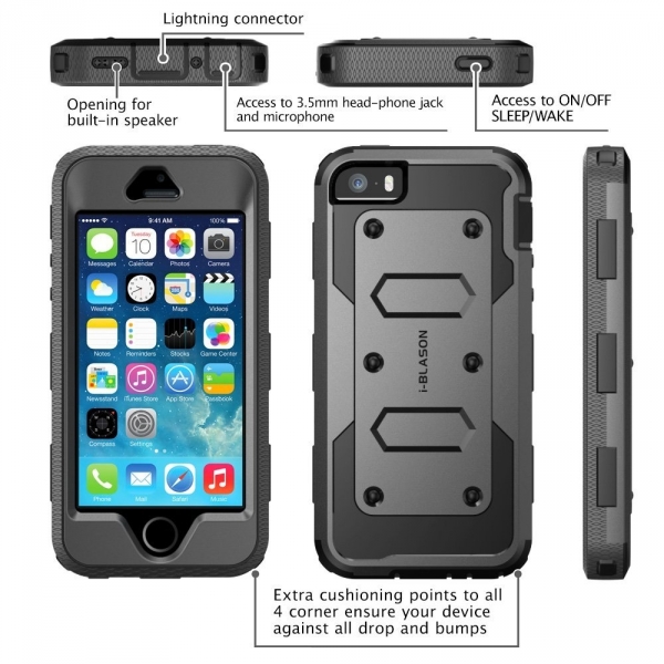 i-Blason Apple iPhone SE/5S/5 Armorbox Holster Bumper Klf-Black