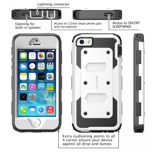 i-Blason Apple iPhone SE/5S/5 Armorbox Holster Bumper Klf-White