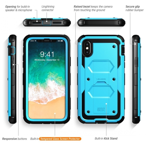 i-Blason Apple iPhone XS / X Armorbox Kickstand Bumper Klf-Blue