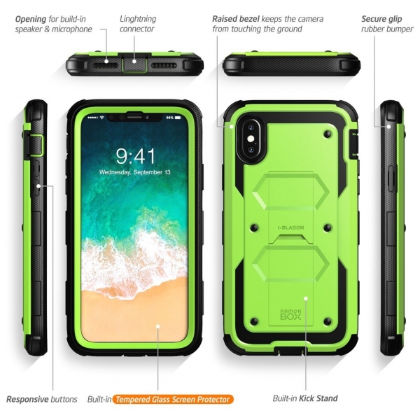i-Blason Apple iPhone X Armorbox Kickstand Bumper Klf- Green
