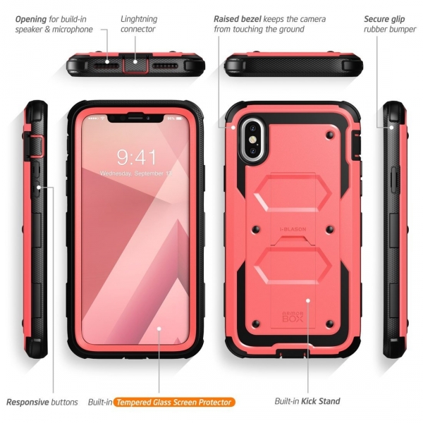 i-Blason Apple iPhone XS / X Armorbox Kickstand Bumper Klf-Pink