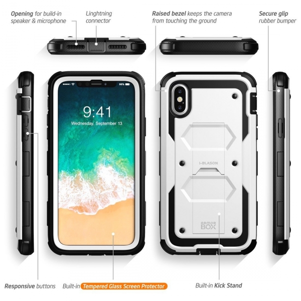 i-Blason Apple iPhone X Armorbox Kickstand Bumper Klf-White