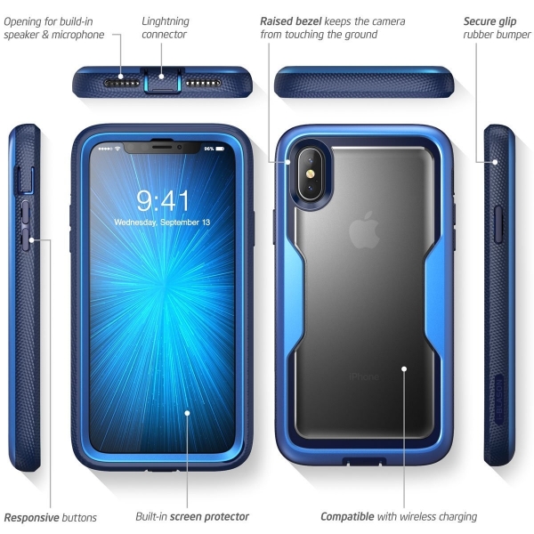 i-Blason Apple iPhone X Magma Serisi Bumper Klf-Metallic Blue