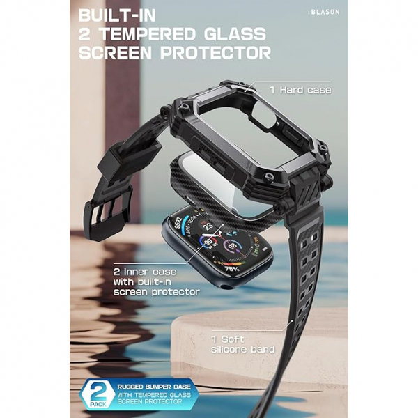i-Blason Apple Watch 10 46mm Bumper Klf (2 Adet)-Dark