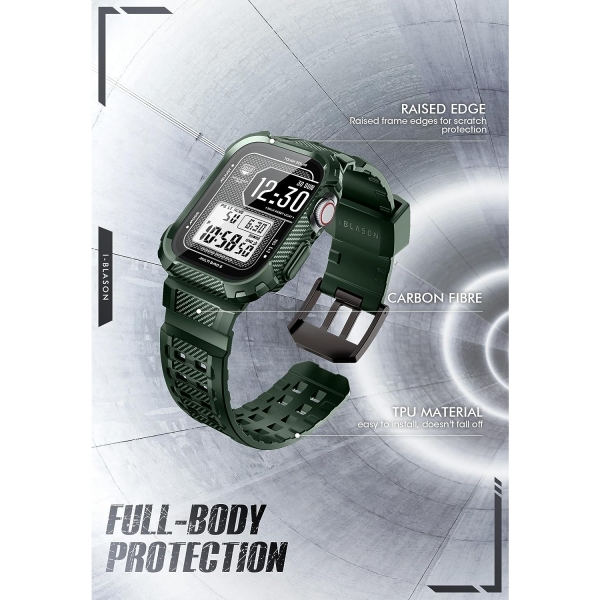 i-Blason Armorbox Apple Watch 9 Ekran Koruyucu (45mm)(2 Adet)-Dark Green
