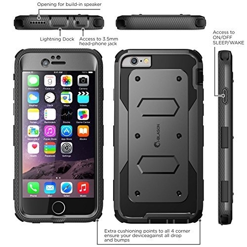 i-Blason iPhone 6 Plus Heavy Duty Klf (Ekran Koruyucu Dahildir)-Black