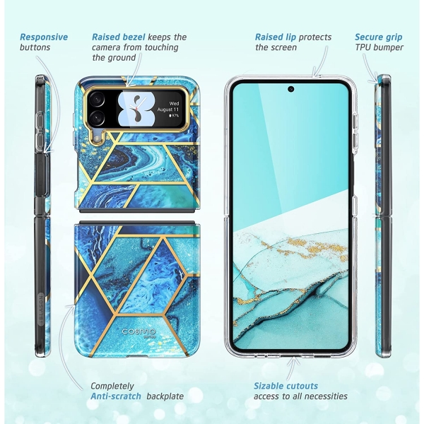 i-Blason Cosmo Serisi Galaxy Z Flip 3 Klf-Ocean