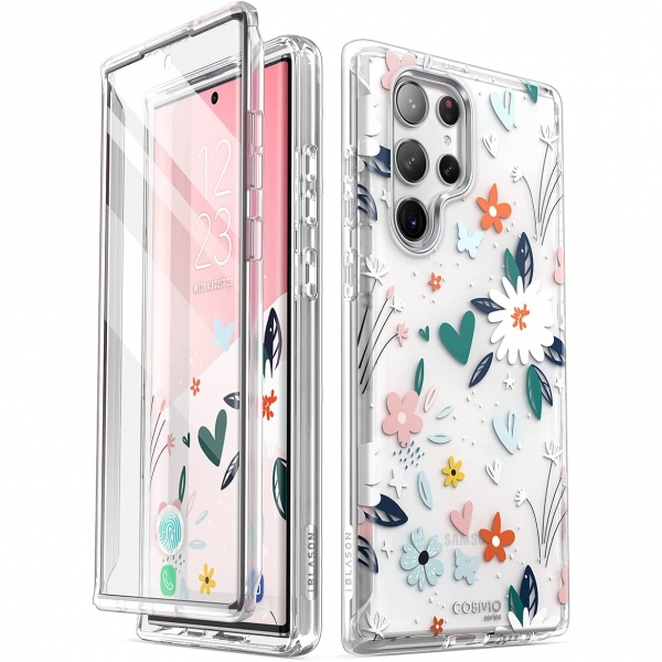 i-Blason Cosmo Serisi Samsung Galaxy S23 Ultra Klf-Flower Paint