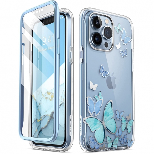 i-Blason Cosmo Serisi iPhone 13 Pro Klf-Blue Butterfly