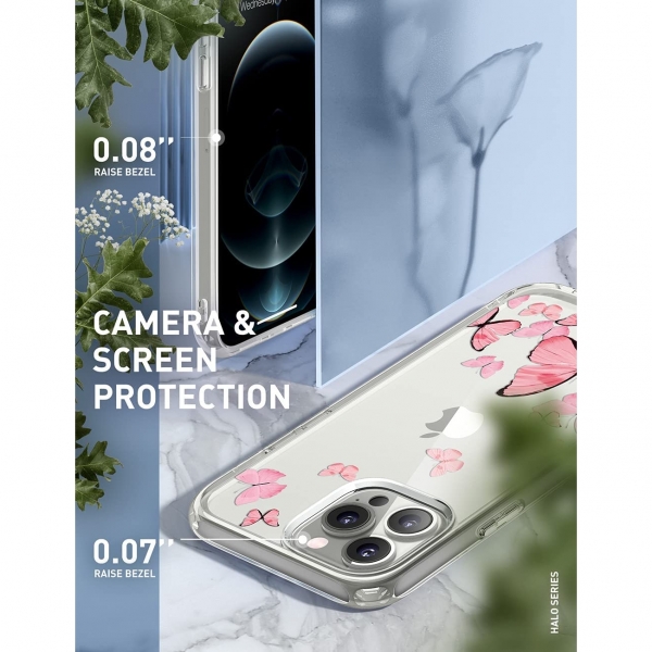 i-Blason Halo Serisi  iPhone 13 Pro Max Klf-Butterfly Pink