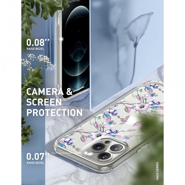 i-Blason Halo Serisi  iPhone 13 Pro Max Klf-Flower Buds Purple