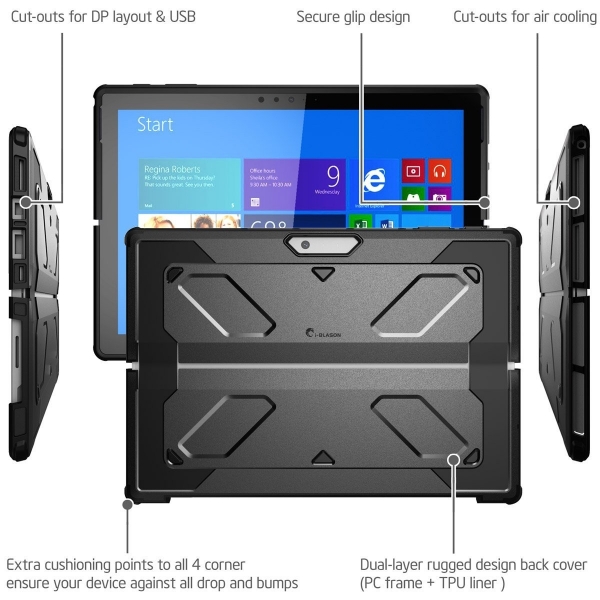 i-Blason Microsoft Surface Pro 4 Armorbox Kickstand Klf-Black