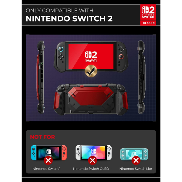 i-Blason Nintendo Switch 2 Koruyucu Klf-Red
