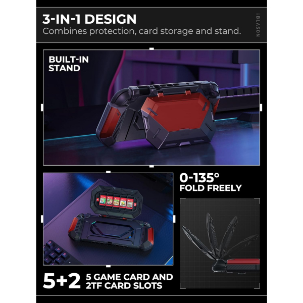 i-Blason Nintendo Switch 2 Koruyucu Klf-Red