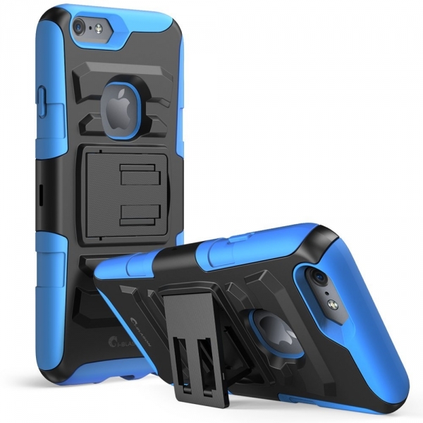 i-Blason Apple iPhone 6 Plus Prime Kickstand Kemer Klipsli Klf-Blue